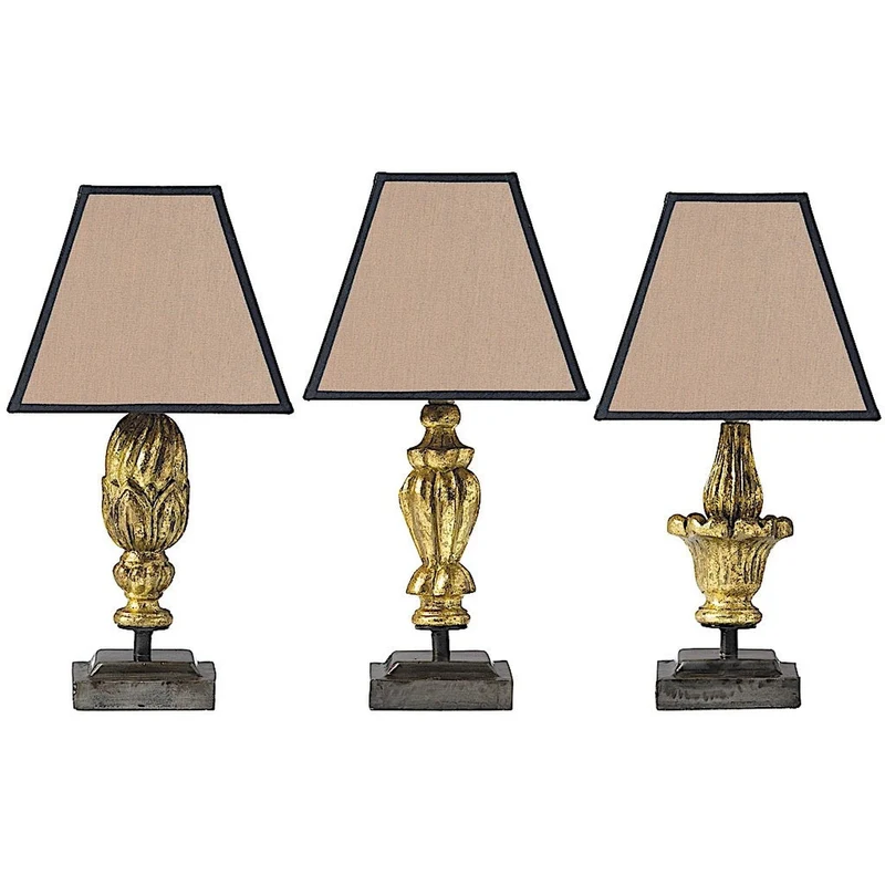 Trianon Lampe de bibliothèque en bois (set de 3) sans abat-jour