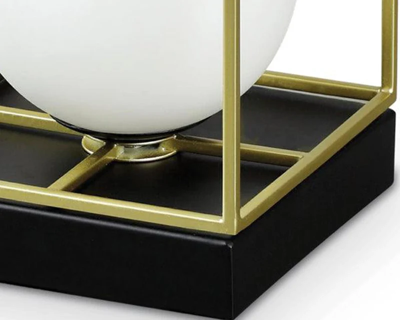 Lampe à poser design de table noir et doré carré - Line