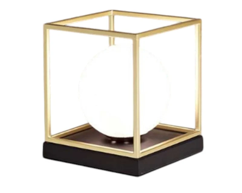 Lampe à poser design de table noir et doré carré - Line