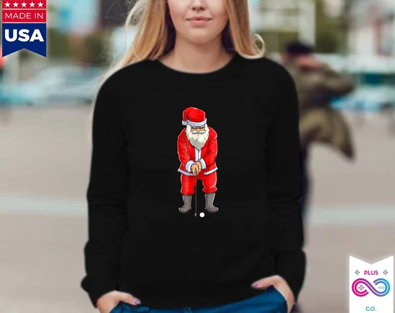 Golf Santa à manches longues, rouge Santa Golfer Christmas Club Sport Gift, Golf Santa, Santa jouant au golf, Golf Lover Christmas Gift,