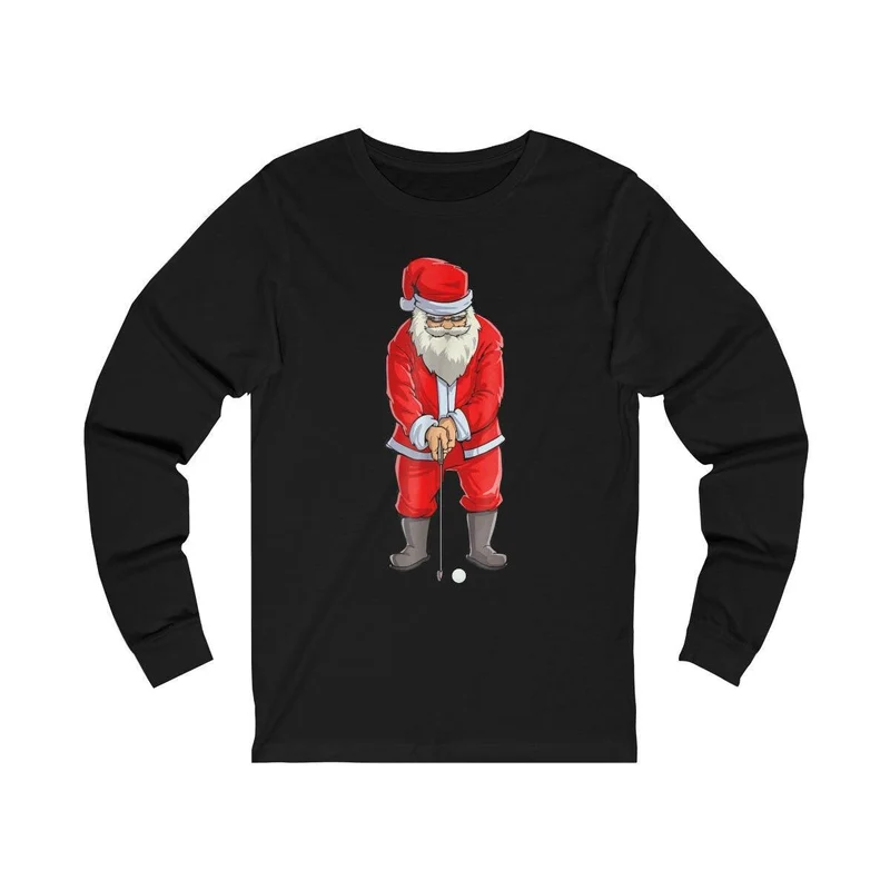 Golf Santa à manches longues, rouge Santa Golfer Christmas Club Sport Gift, Golf Santa, Santa jouant au golf, Golf Lover Christmas Gift,