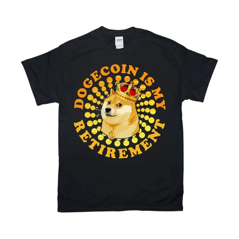 Dogecoin est ma retraite | Points en spirale | T-shirts rétro coucher de soleil, Dogecoin To The Moon