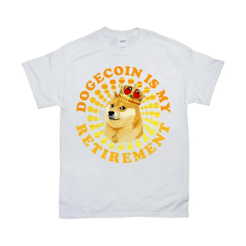 Dogecoin est ma retraite | Points en spirale | T-shirts rétro coucher de soleil, Dogecoin To The Moon