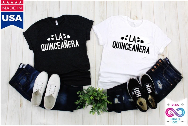 La Quinceañera Latina T-shirts espagnols, chemise mexicaine Quinceanera Gift Rehersal Party Outfit, Quince Anos Party chemises de coing