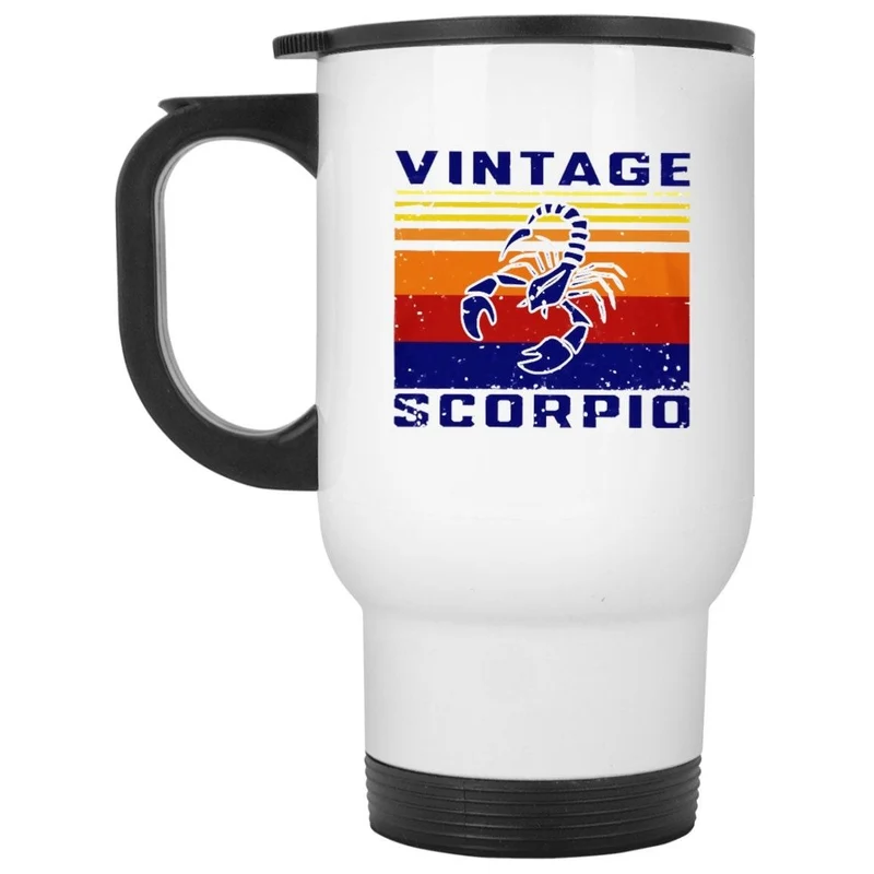 tasse vintage du zodiaque Scorpion, tasse de voyage Stein en céramique blanche, cadeau Scorpion, tasse à bière, cadeau d’anniversaire Scorpion, tasse d’astrologie, cadeau d’amateur de bière