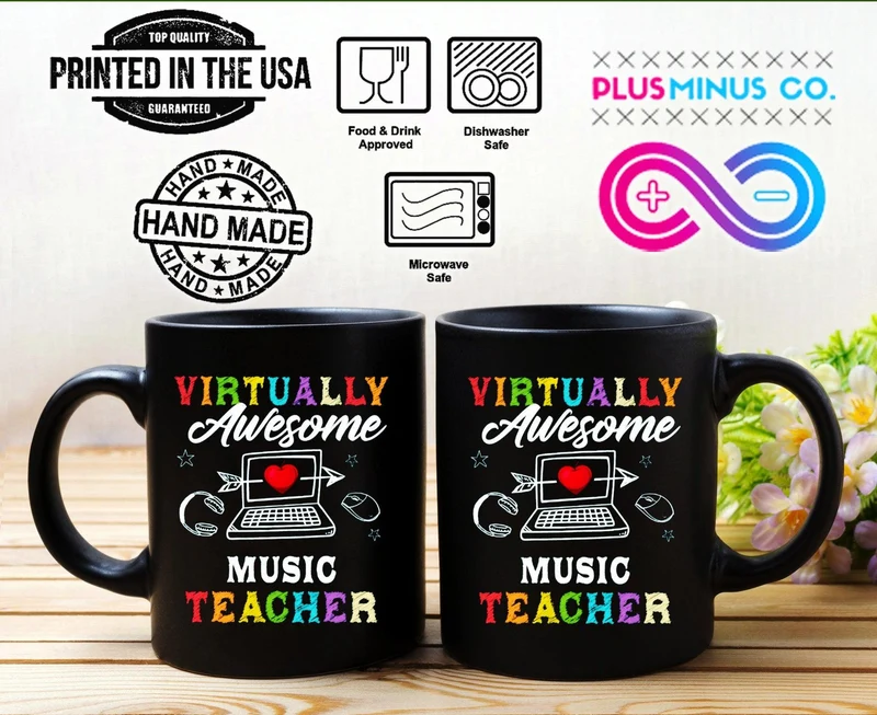 Professeur de musique pratiquement génial Black Mugs cadeau d’anniversaire de professeur, retour à l’école, cadeaux personnalisés de professeur