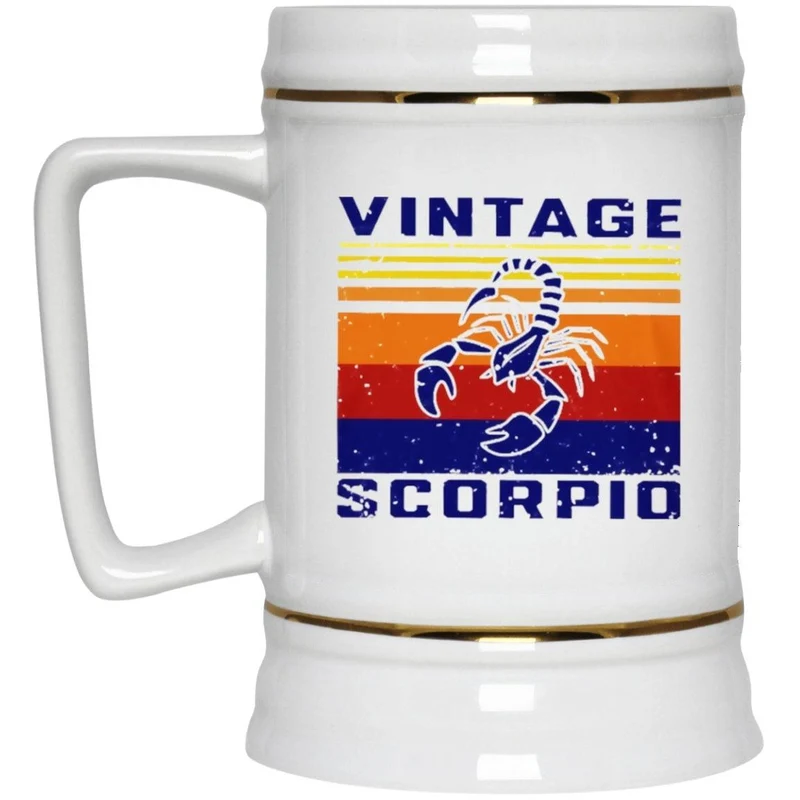 tasse de signe du zodiaque Scorpion vintage, tasse de voyage Stein en céramique, cadeau Scorpion, tasse à bière, cadeau d’anniversaire Scorpion, tasse d’astrologie, cadeau d’amateur de bière