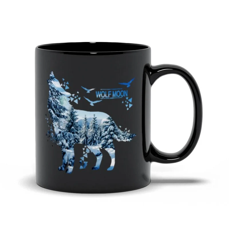 Tasses noires Wolf Moon, cadeau mignon d'amant de loup, chien-loup animal, Costume de filles de loup hurlant, cadeau, sweat-shirt à capuche