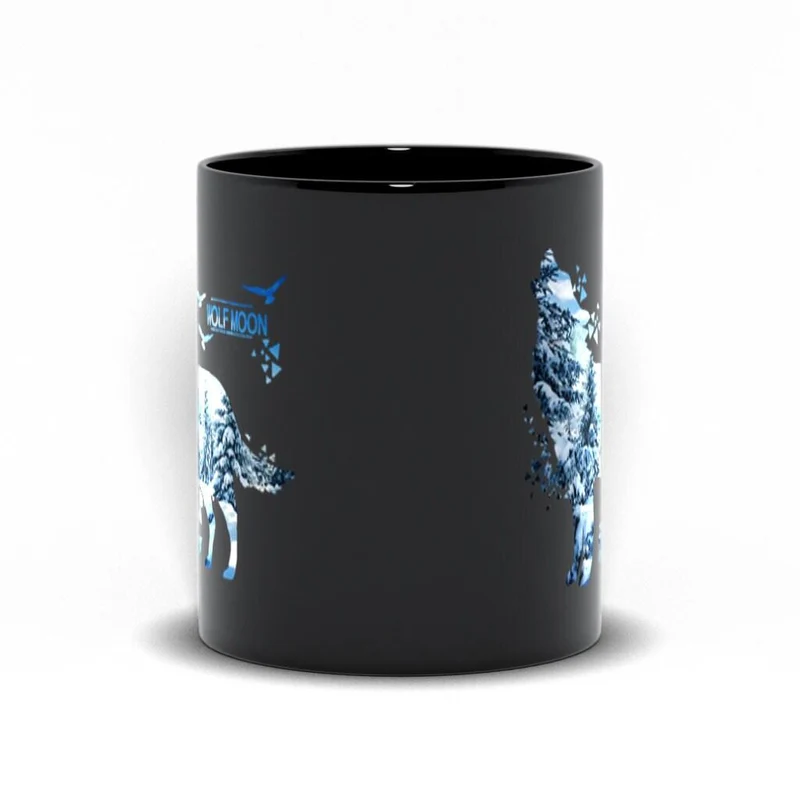 Tasses noires Wolf Moon, cadeau mignon d'amant de loup, chien-loup animal, Costume de filles de loup hurlant, cadeau, sweat-shirt à capuche