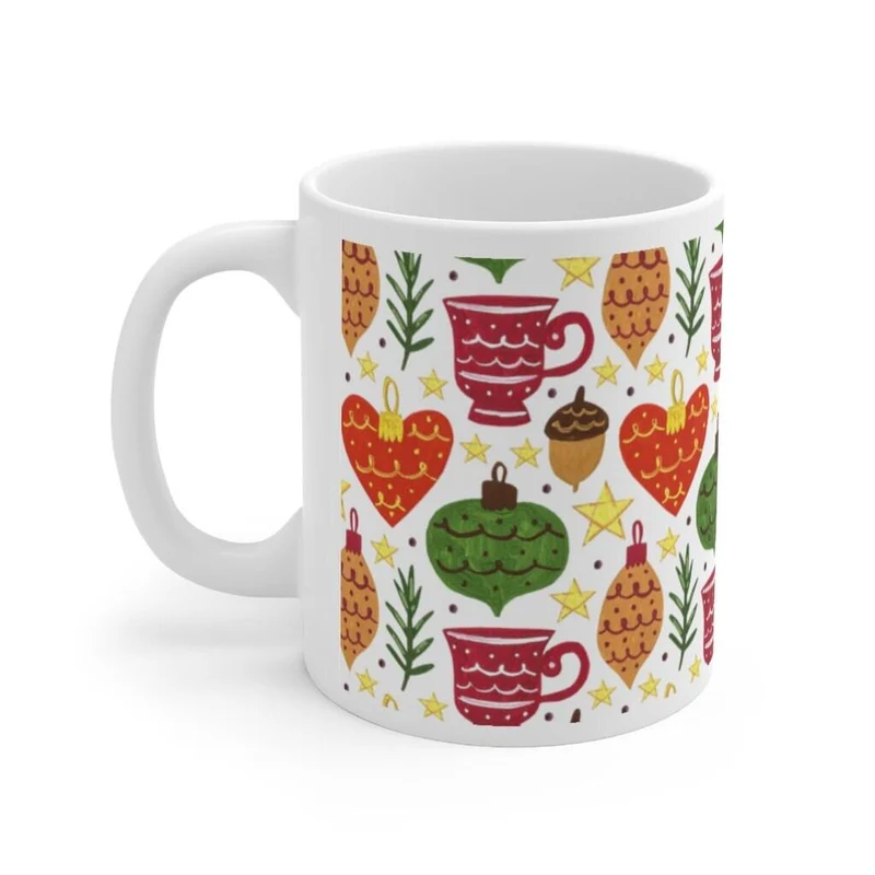Tasse en céramique d’hiver, tasse à café de Noël, tasse florale d’hiver, cadeau de Noël pour elle, tasse de thé de Noël d’hiver, tasse d’ornements d’arbre de Noël