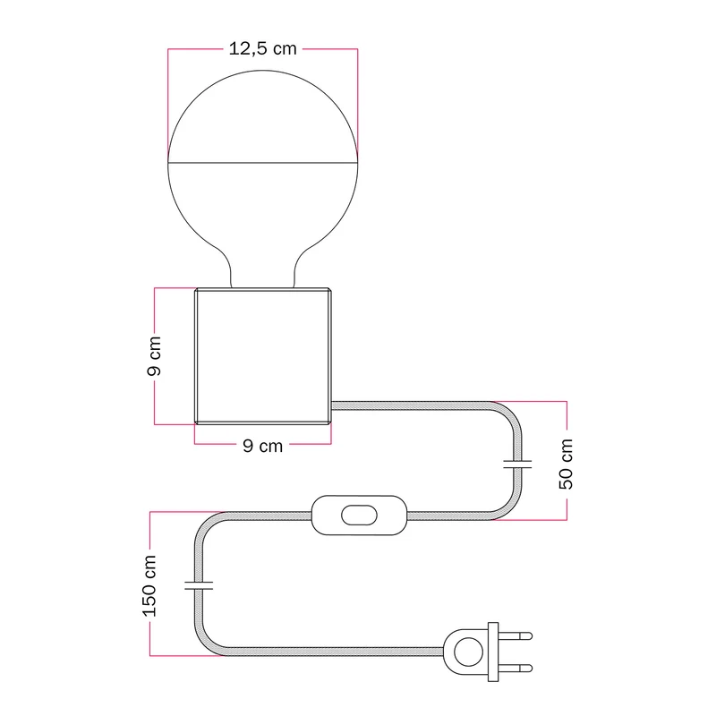 Lampe de table Cubetto « Futur » avec ampoule globe demi-sphère argent - Futur Festival