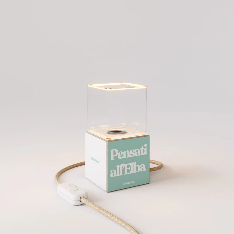 Lampe de table Cubetto « Pensati all’Elba » avec Ampoule Ghost - Tuttapolpa