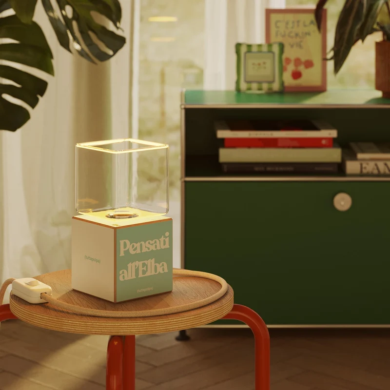 Lampe de table Cubetto « Pensati all’Elba » avec Ampoule Ghost - Tuttapolpa