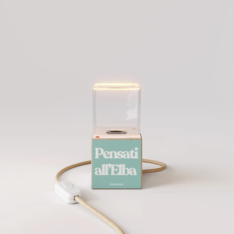 Lampe de table Cubetto « Pensati all’Elba » avec Ampoule Ghost - Tuttapolpa