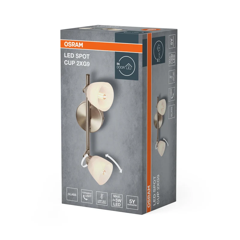 OSRAM LED Spot Cup lampe à poser 2xG9 Nickel brossé