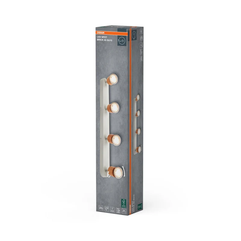 OSRAM LED Spot Brick lampe à poser 4xGU10 Blanc et bois