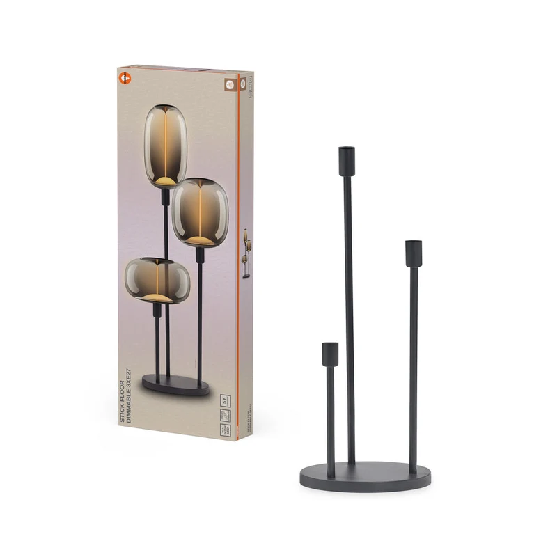 OSRAM DECOR Stick lampe sur pied DIM 3xE27 Gris foncé sans ampoules