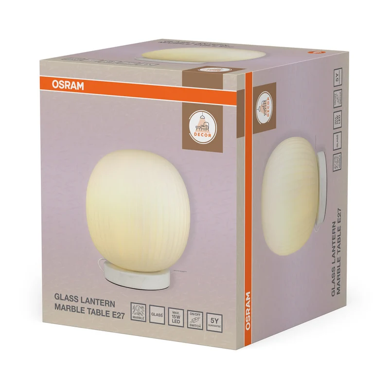 OSRAM DECOR Glass Lantern Marble lampe à poser E27