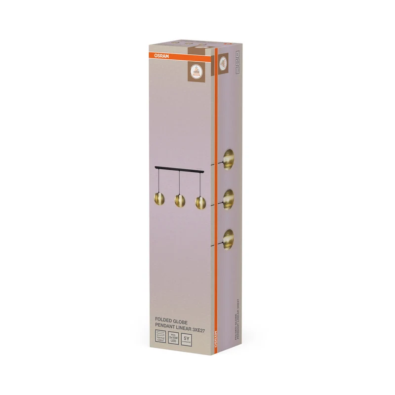 OSRAM DECOR Folded Globe Suspension Linéaire 3xE27 Or