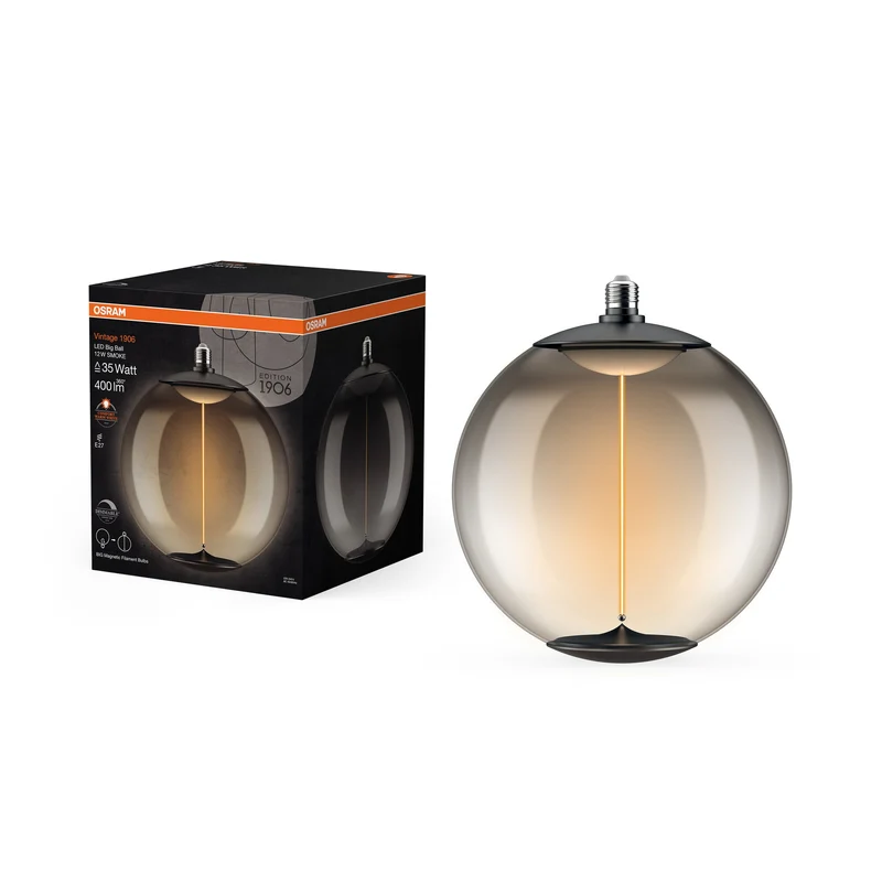 OSRAM Vintage 1906 LED Grande lampe décorative avec filament style magnétique dimmable 12W 818 Fumé E27