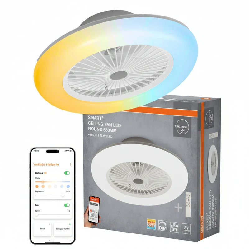 OSRAM SMART+ Ventilateur de plafond avec technologie WiFi Rond 550 mm + RC