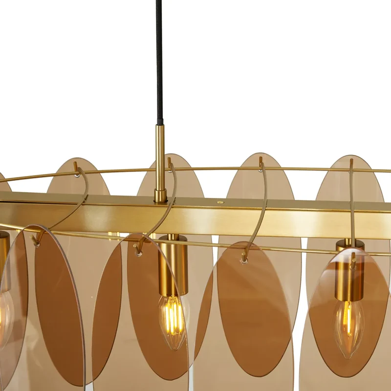 Lustre Suspension en Verre Ambre 90cm