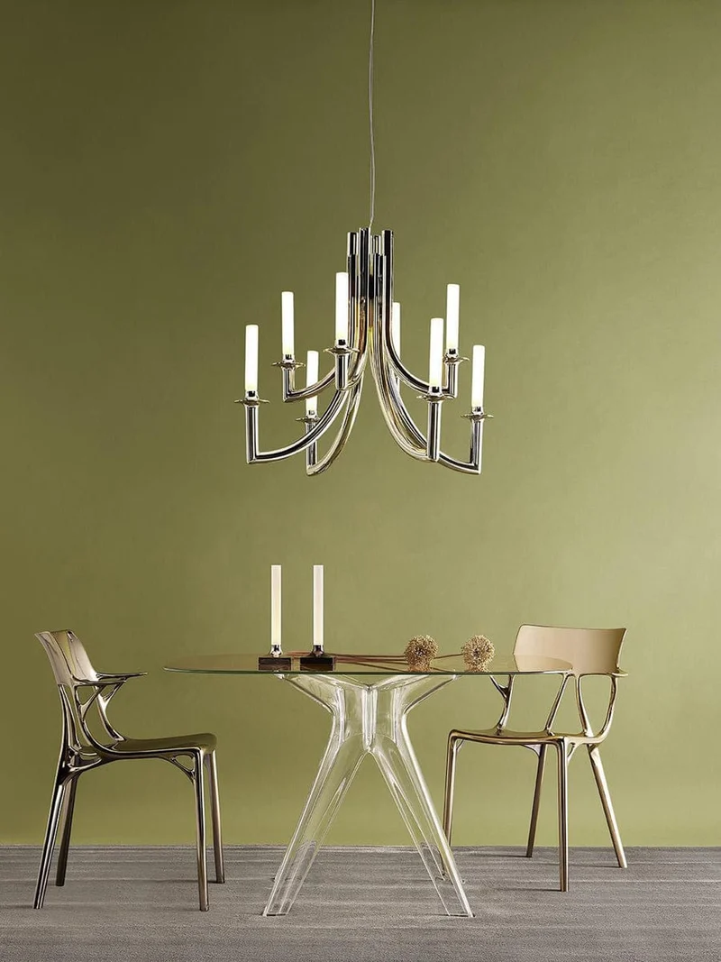 Lustre chandelier salon design noir