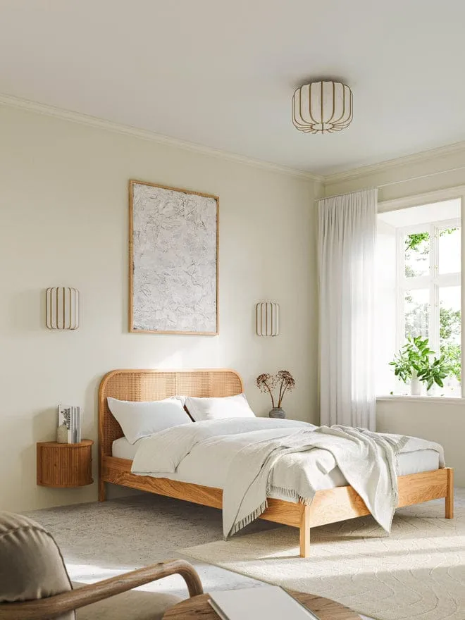 Plafonnier bambou tissu