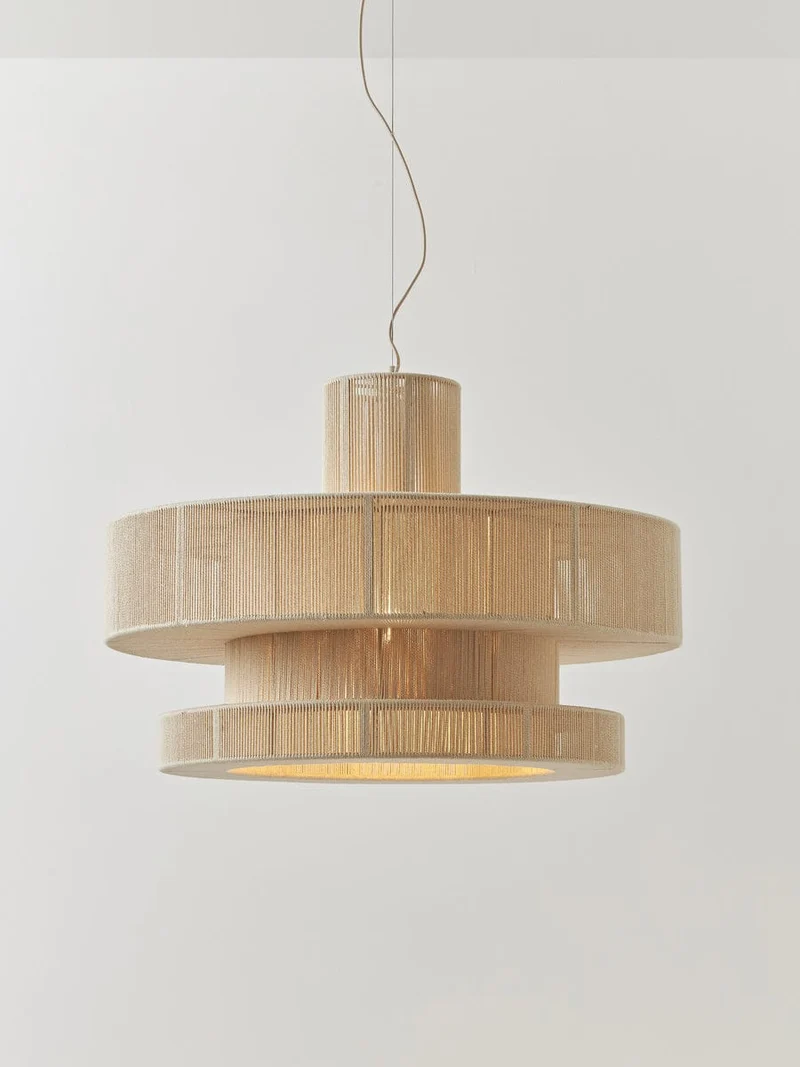 Suspension salon lin noir et beige
