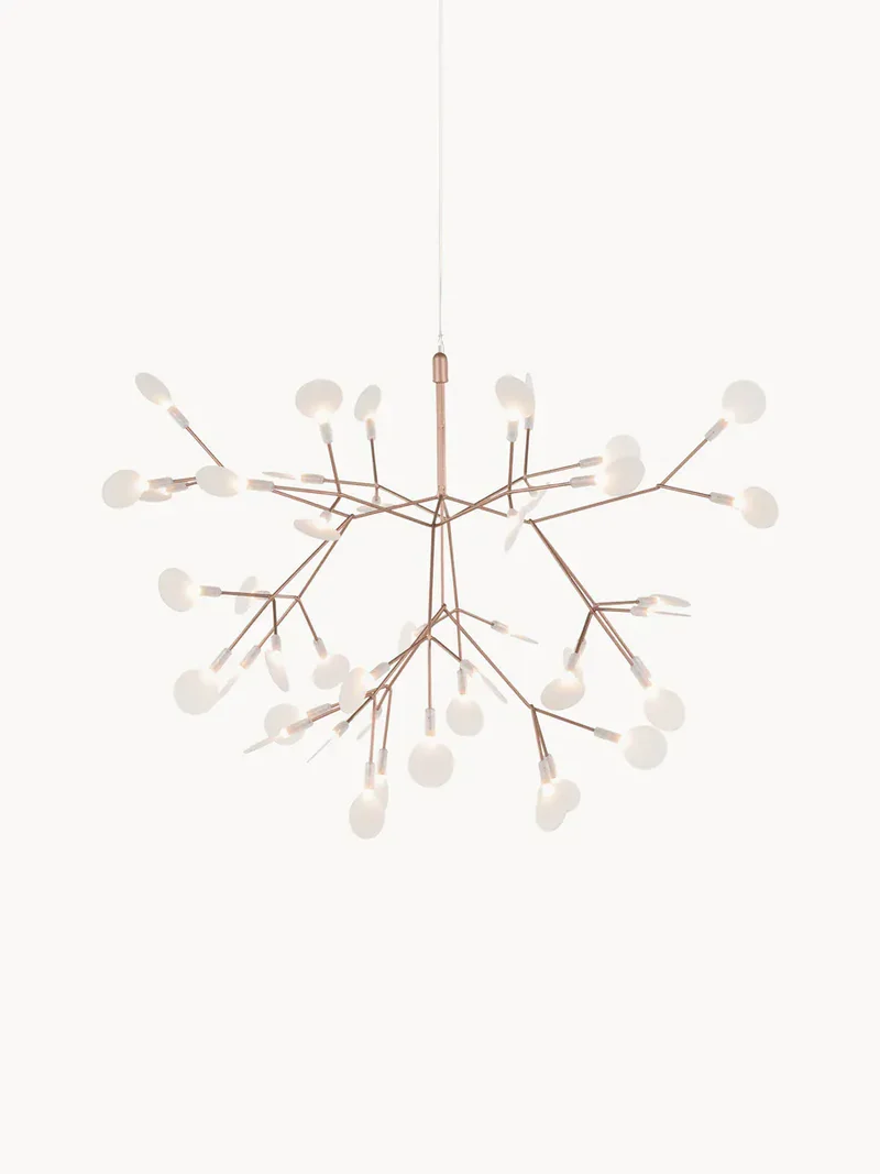 Lustre blanc decoratif feuilles LED