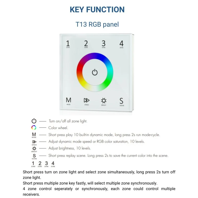 Contrôleur tactile DMX - 4 zones - RGB