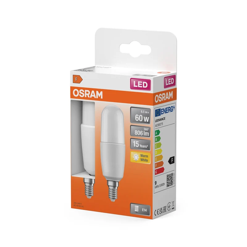 OSRAM LED PCR CLASSIC Ampoule stick 8,5W 827 Mate E14