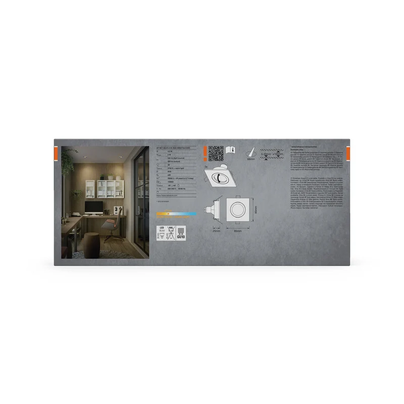 Set de spots encastrés LED OSRAM GU10 orientable carré Click 4,5W 827 Nickel satiné ⌀68 mm