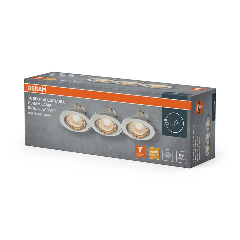 Set de spots encastrés LED OSRAM GU10 orientable 4,5W Blanc ⌀68 mm