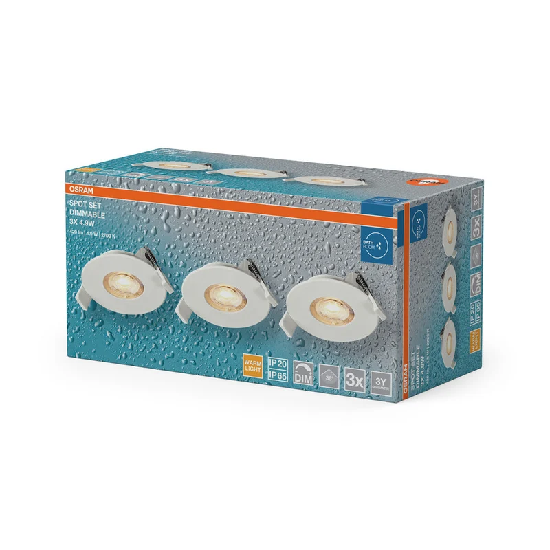 OSRAM Spot LED encastrable salle de bain DIM IP65 4,9W 36° blanc ⌀68 mm
