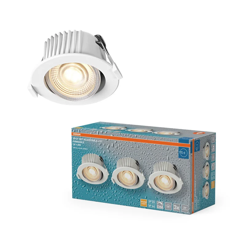 OSRAM Spot LED encastrable salle de bain DIM IP44 orientable 4,9W 36° blanc ⌀68 mm