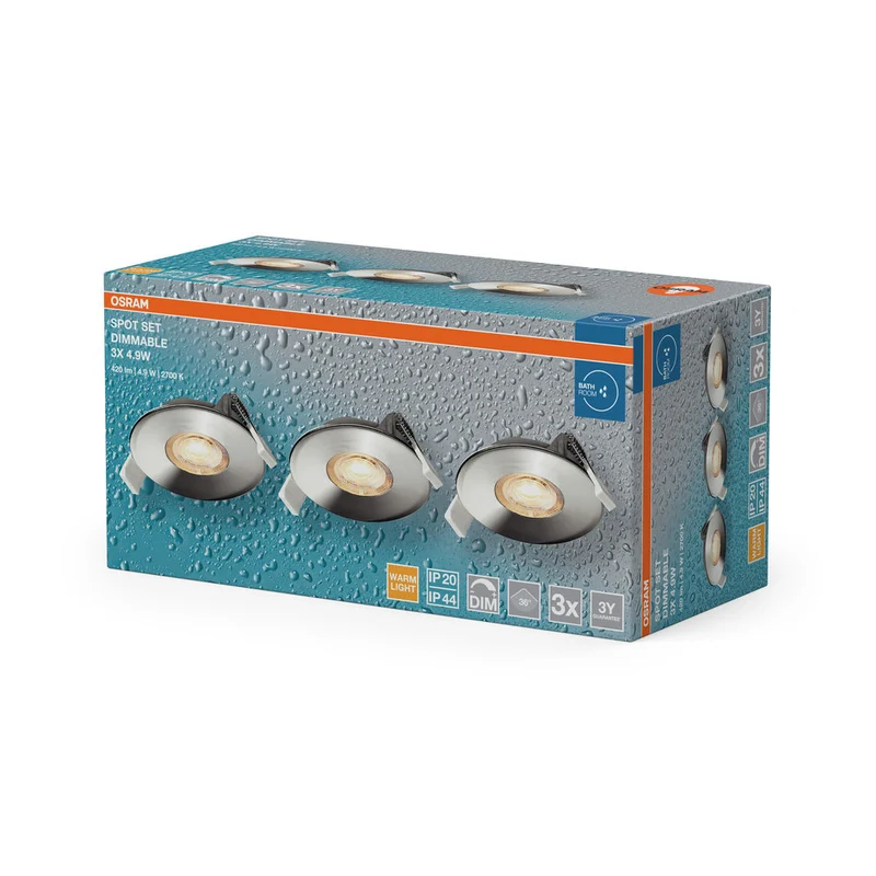 OSRAM Spot LED encastrable salle de bain DIM IP44 4,9W 36° chrome ⌀68 mm