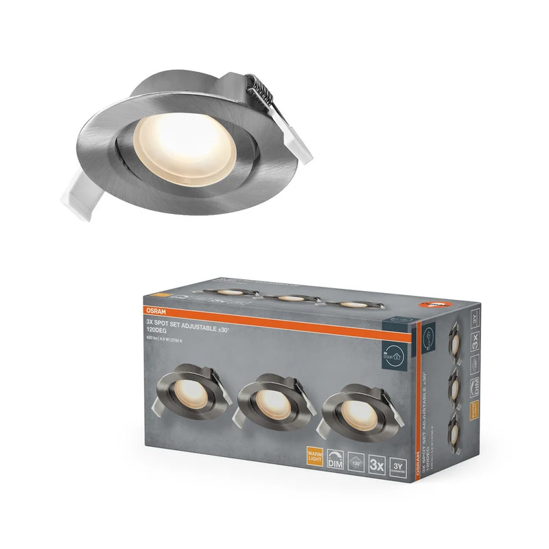 OSRAM Spot LED encastrable DIM 4,9W 120° nickel satiné ⌀75 mm