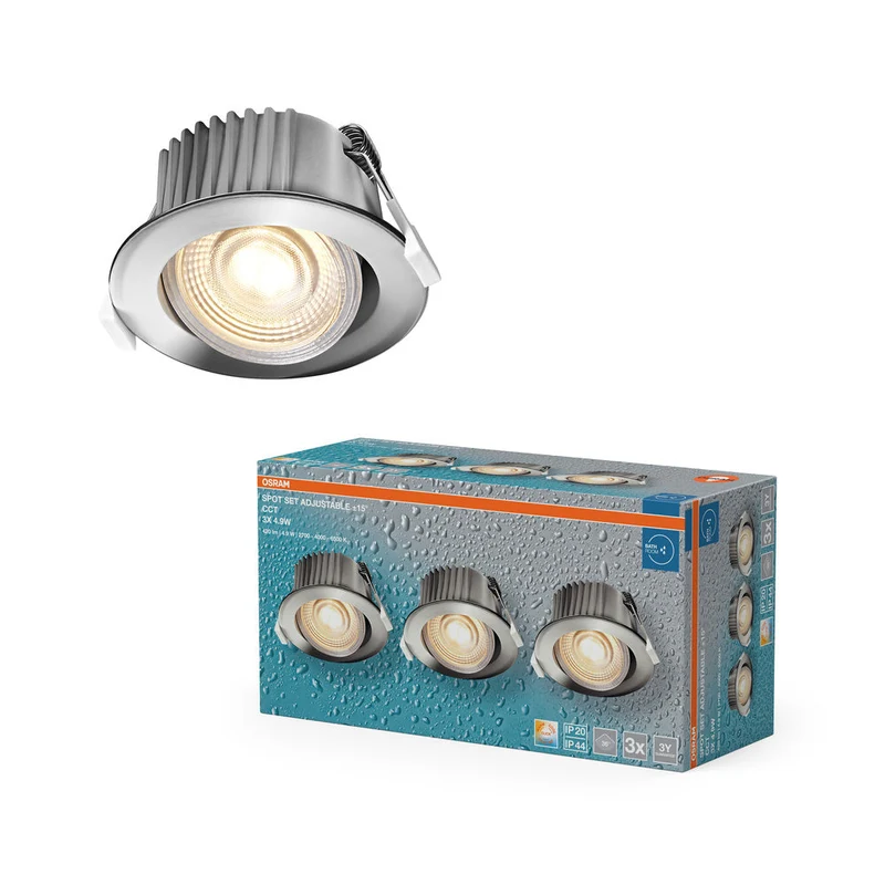 OSRAM Spot LED encastrable salle de bain CCT IP44 orientable 4,9W 36° chrome ⌀68 mm