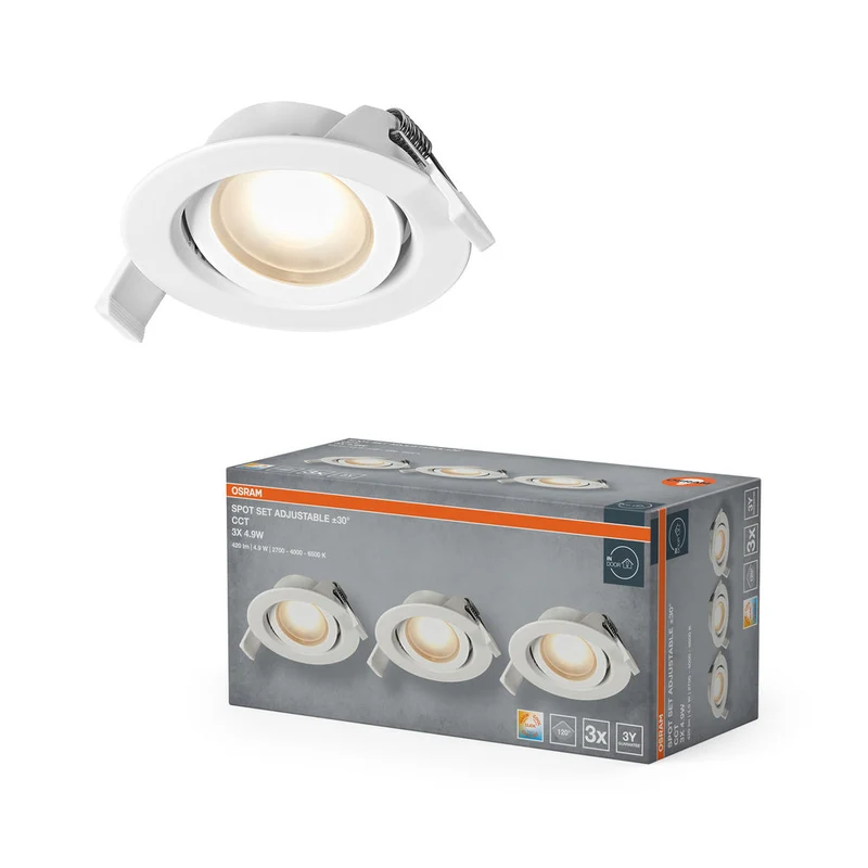 OSRAM Spot LED encastrable CCT orientable 4,9W 120° blanc ⌀75 mm