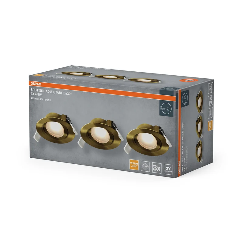OSRAM Spot LED encastrable orientable 4,9W 120° laiton vert ⌀75 mm
