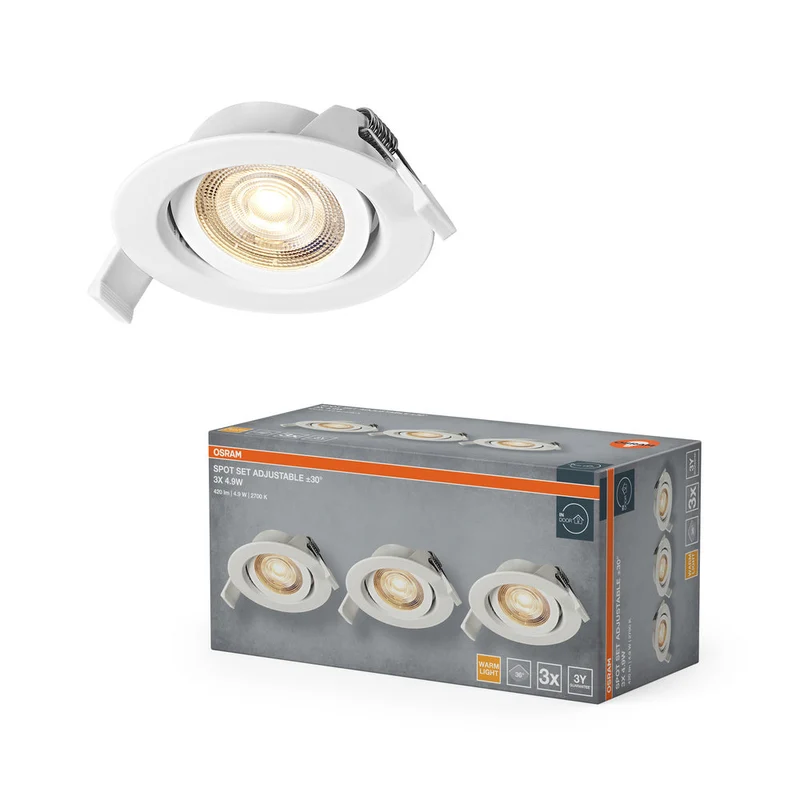 OSRAM Spot LED encastrable orientable 4,9W 36° Blanc ⌀75 mm