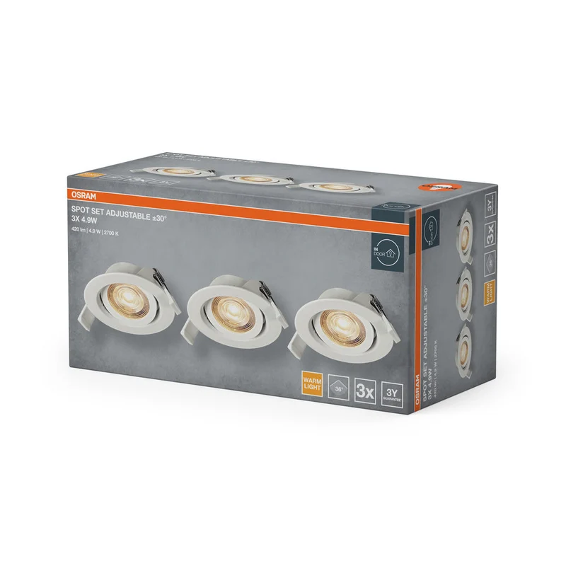 OSRAM Spot LED encastrable orientable 4,9W 36° Blanc ⌀75 mm