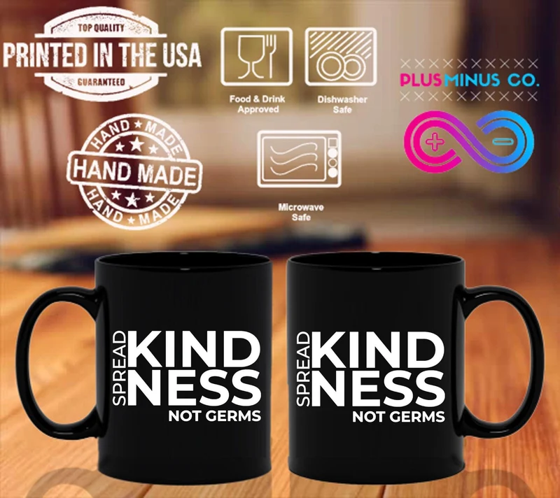 Répandre la gentillesse pas les germes tasses noires, tasse gentille, tasse de positivité, tasse d’enseignant, tasse d’infirmière, tasse de gentillesse, cadeau pour l’infirmière