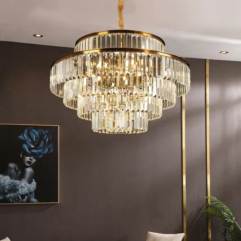 Grand Lustre Moderne en Verre pour Salon