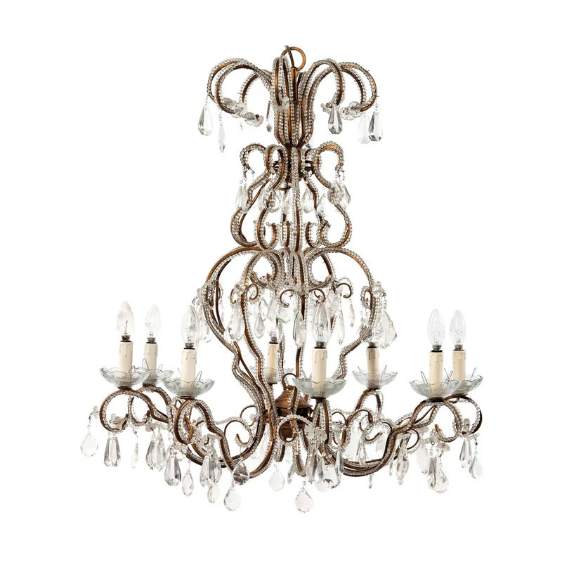 Eléonore Lustre en fer doré et verre