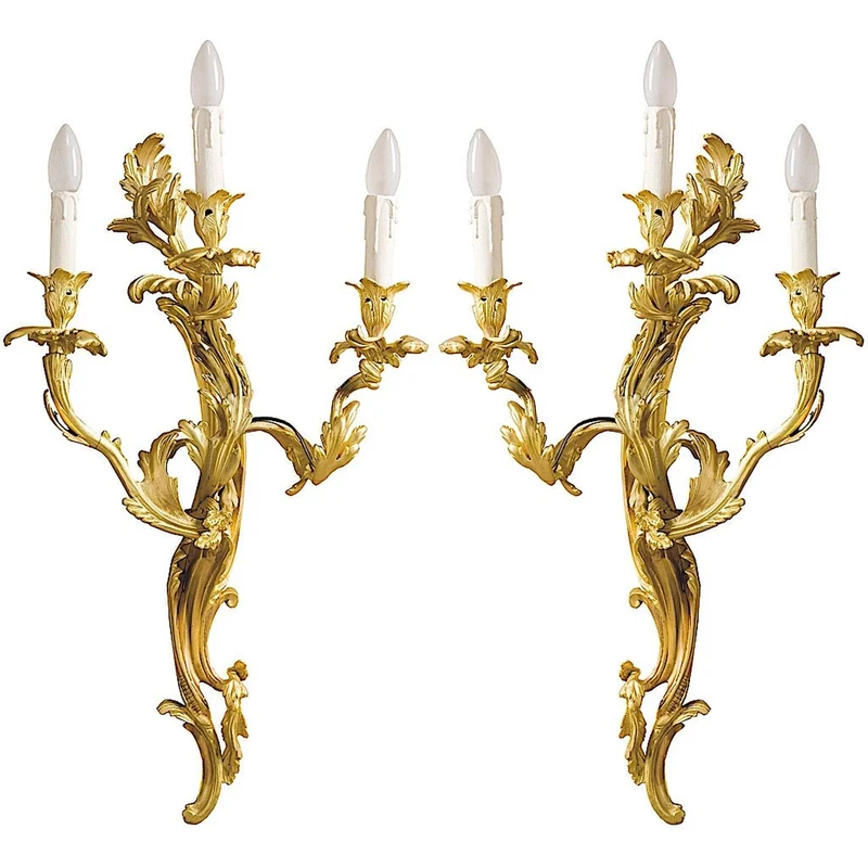 Pompadour triple Applique en bronze doré (set de 2)
