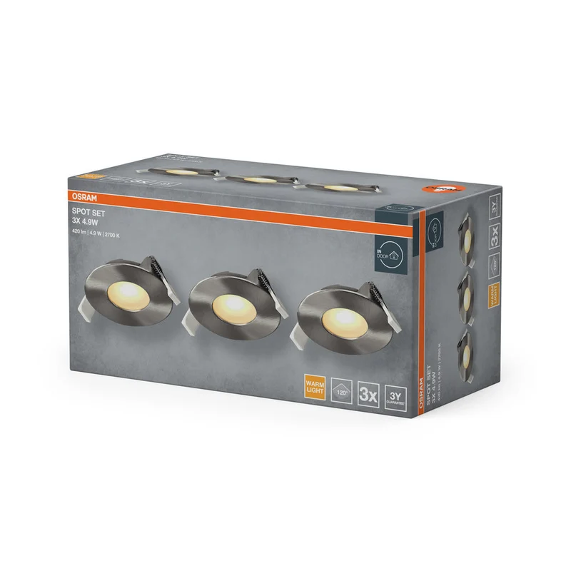 OSRAM Spot LED encastrable 4,9W 120° Nickel satiné ⌀68 mm