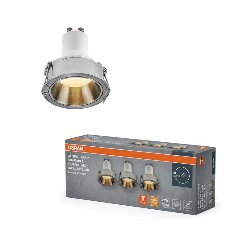 OSRAM Spot LED encastrable GU10 Dim 3W Nickel satiné ⌀52 mm