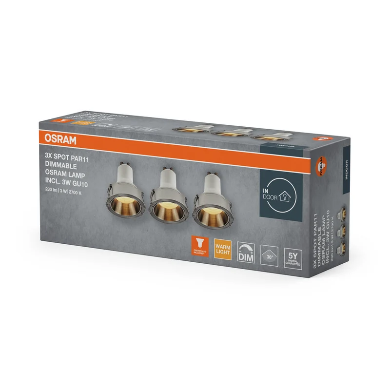 OSRAM Spot LED encastrable GU10 Dim 3W Nickel satiné ⌀52 mm